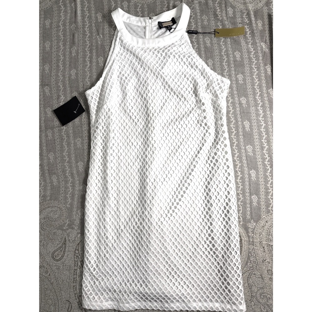 Alexia Admor Womens White Mesh Halter Mini Shift Dress D2907 NWT Size M
